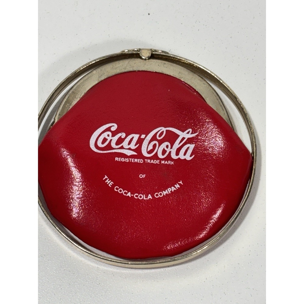 Vintage Coca-Cola Coke Red Leather and Gold Tone Clasp Coin Change Purse